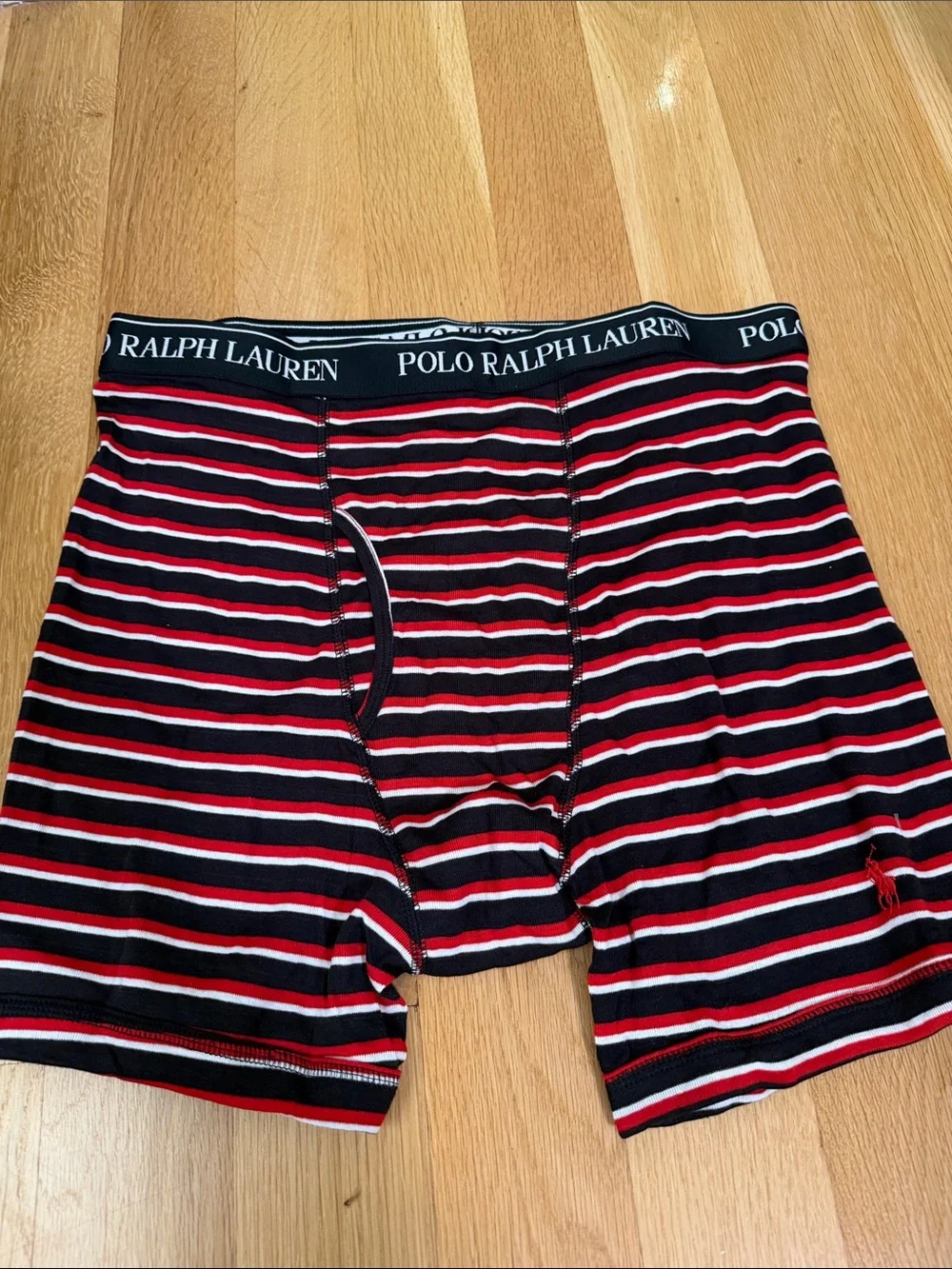 Polo by Ralph Lauren Black, Red & White Striped Boxer Briefs